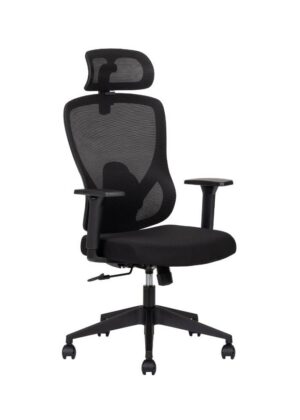 Silla Pilot negra y gris con respaldo alto